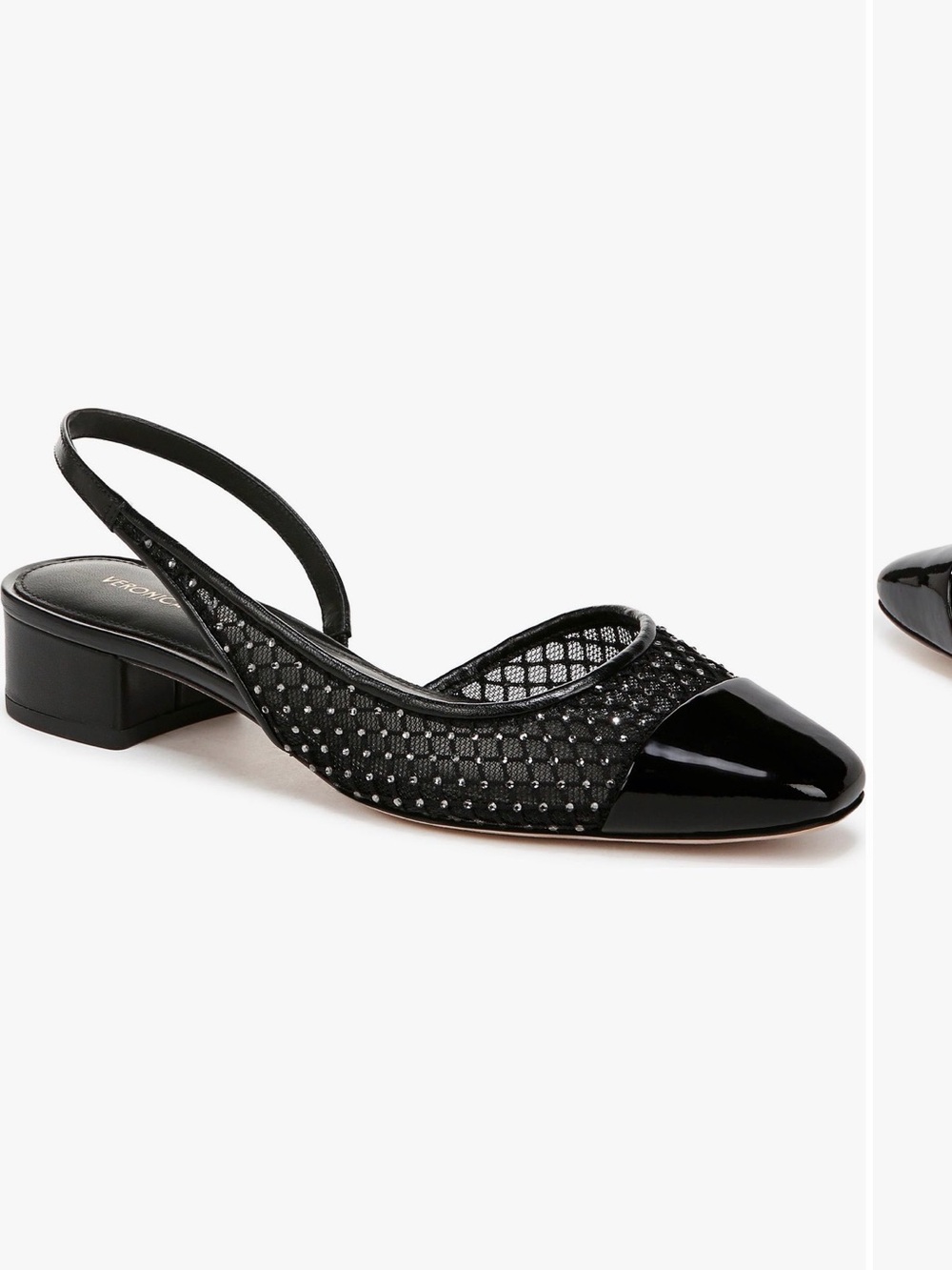 Veronica Beard Black Mesh & Patent Slingback Mule